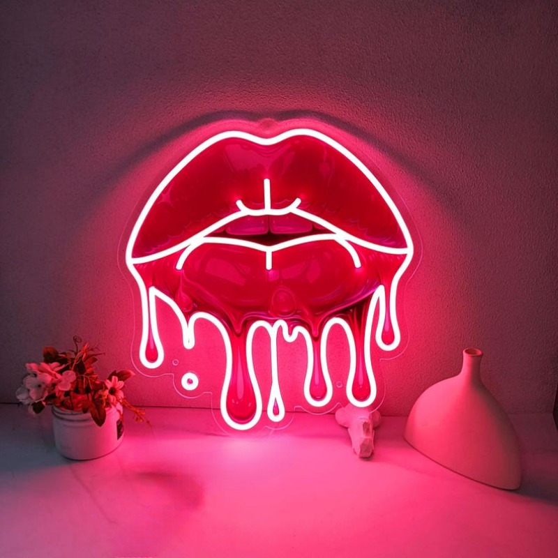 Commercial Wall Printing - 녹는 입술 UV 인쇄 네온 사인