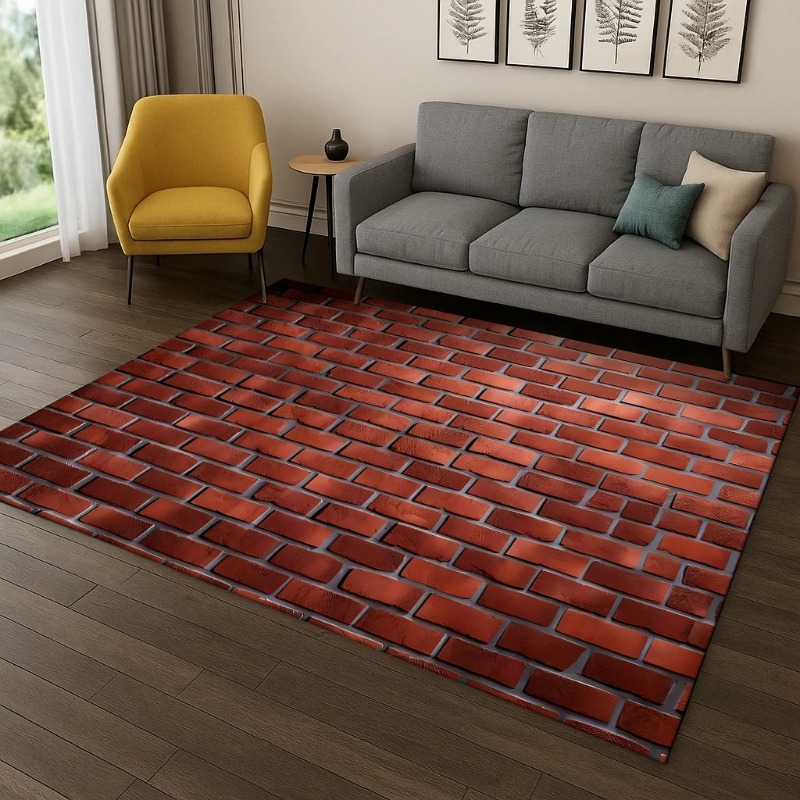 Commercial Wall Printing - 3D 벽돌 돌 건물 카펫 벽